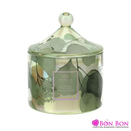 Bomboniera matrimonio candela botanic pagoda verde Hervit - 1