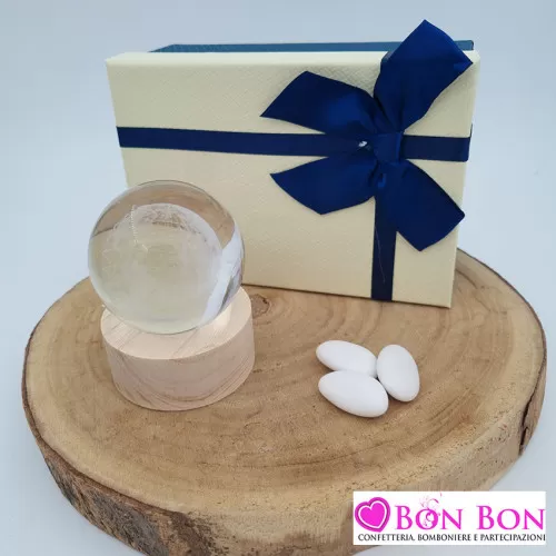 Bomboniera matrimonio lampada mappamondo piccolo con base legno Melograno - 1