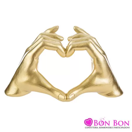 Bomboniera originale matrimonio cuore mani oro - 1