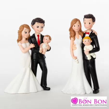 Bomboniera matrimonio sposi sopratorta con bimbo La fata pierina - 1