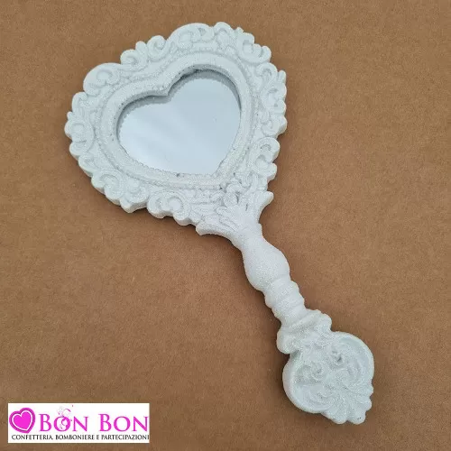 Bomboniera prima comunione specchietto cuore bianco - 1