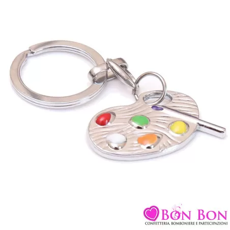 Bomboniera laurea in belle arti portachiavi tavolozza in metallo smaltato Greenford - 1