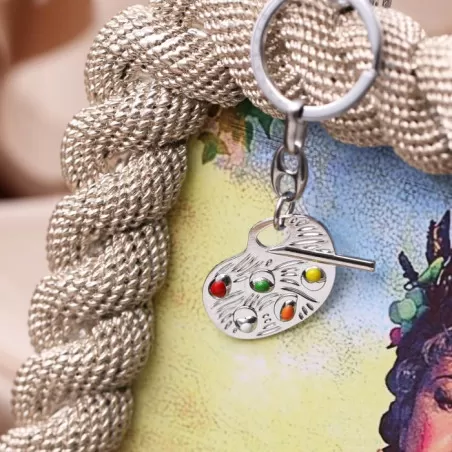 Bomboniera laurea in belle arti portachiavi tavolozza in metallo smaltato Greenford - 2