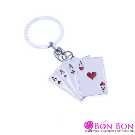 Bomboniera laurea portachiavi assi da poker Greenford - 1
