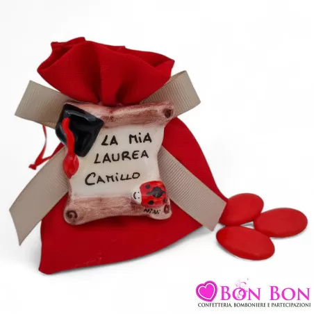 Sacchetto confetti laurea con bomboniera pergamena personalizzata - 1