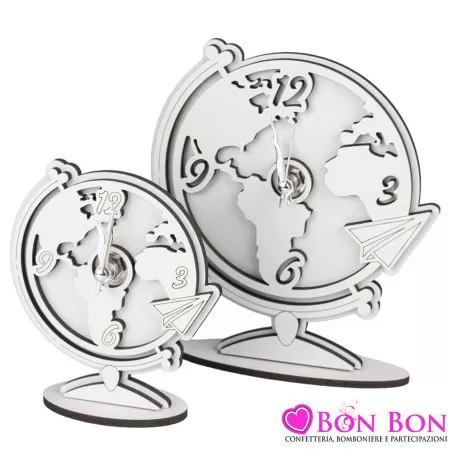 Bomboniere matrimonio tema viaggio orologi con mappamondo in legno Argenti preziosi - 11