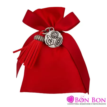 Bomboniera per laurea in biologia ciondolo in bagno argento con nappa rossa Tabor - 1