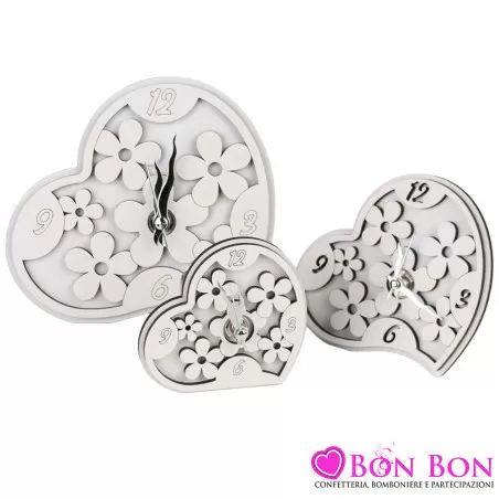 Bomboniere per matrimonio orologi cuore margherita in legno Argenti preziosi - 1
