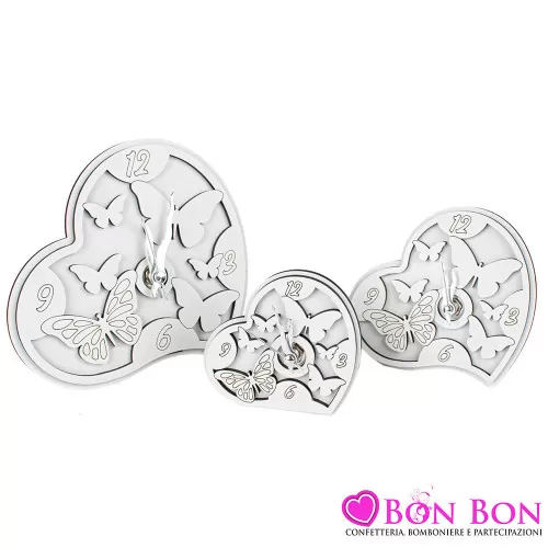 Bomboniere per matrimonio orologi cuore farfalle in legno Argenti preziosi - 1