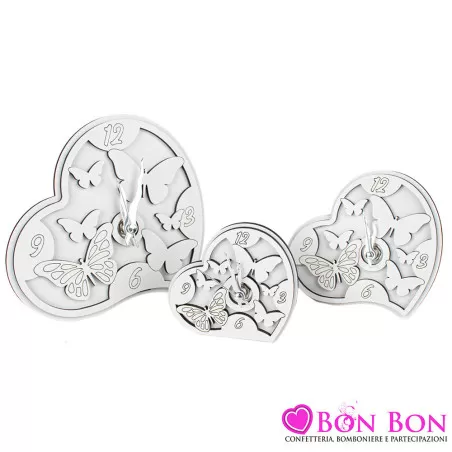 Bomboniere per matrimonio orologi cuore farfalle in legno Argenti preziosi - 1