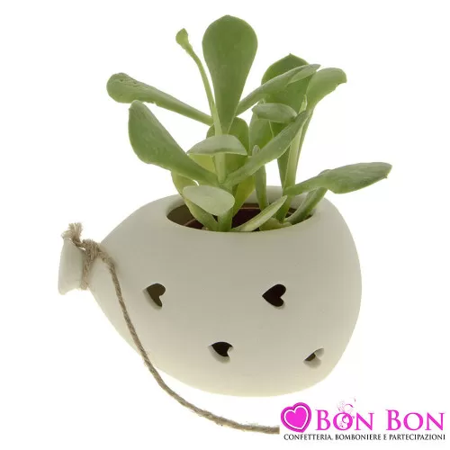 Bomboniera matrimonio vasetto porta piantina palloncino bianco ETM - 12