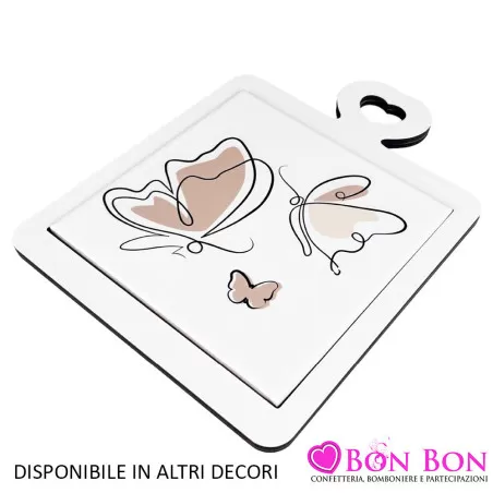 Bomboniera matrimonio tagliere con piastrella con disegno Argenti preziosi - 1