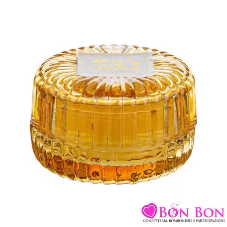 Bomboniera matrimonio natalizia candela profumata scatola di vetro dorata Le stelle - 1