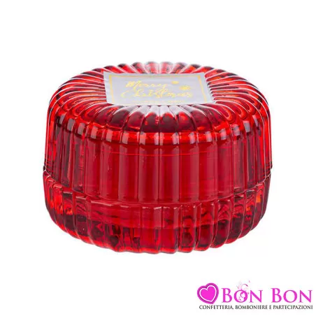 Bomboniera matrimonio natalizia candela profumata scatola di vetro rossa Le stelle - 1