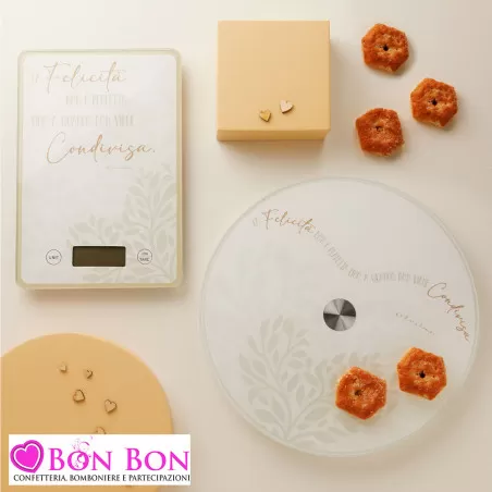 Bomboniera Matrimonio Claraluna 2025 - Bilancia e Vassoio Girevole in Vetro con Disegno Cuore e Albero della Vita Verde Claralun