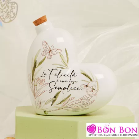 Bomboniere Matrimonio Enogastronomiche Claraluna 2025 - Oliere a Forma di Cuore in Porcellana Avorio