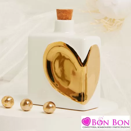 Bomboniere Matrimonio Enogastronomiche Claraluna 2025 - Oliere in Porcellana con Cuore (Oro, Argento, Verde)
