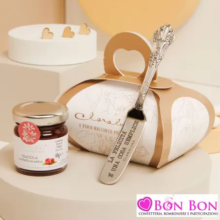 Bomboniere Matrimonio Enogastronomiche Claraluna 2025 - Barattolini di Creme e Marmellate con Coltellino e Confezione Elegante 