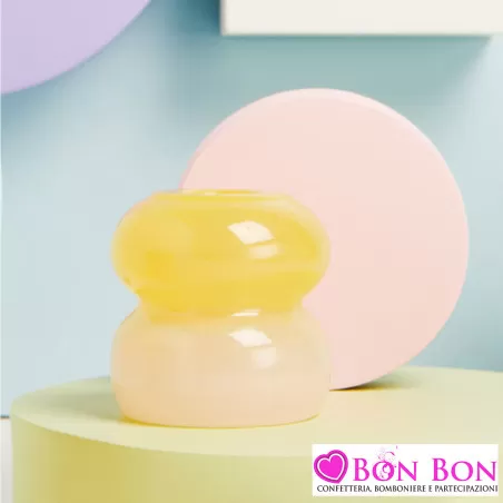 Bomboniere Matrimonio Originali Claraluna 2025 Candelabri in Vetro Soffiato Rosa e Giallo Claraluna - 2