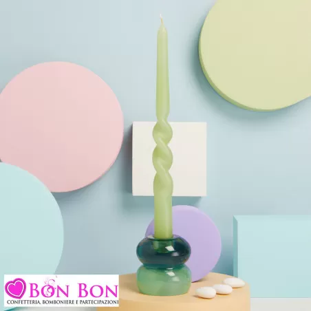 Bomboniere Matrimonio Originali Claraluna 2025 Candelabri in Vetro Soffiato Verde con Candela Claraluna - 2