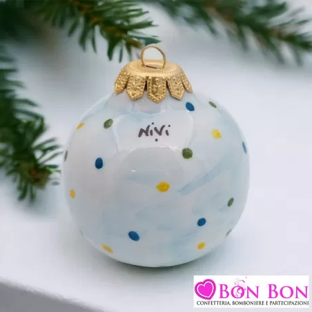 Bomboniera Matrimonio Natalizia Sfera di Natale in Porcellana Dipinta a Mano - 1