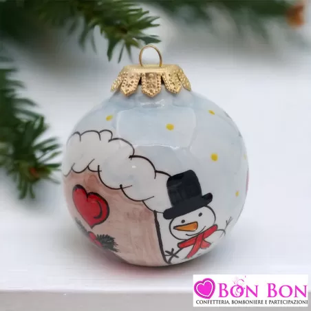 Bomboniera Matrimonio Natalizia Sfera di Natale in Porcellana Dipinta a Mano - 2