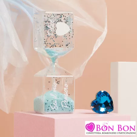 Bomboniere Battesimo Originali Claraluna 2025 Clessidre con Sabbia Glitterata rosa e celeste Claraluna - 2
