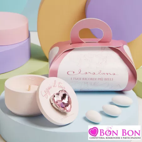 Bomboniere Battesimo Originali Claraluna 2025 Scatoline Bianche con Cuore Strass e Frase Incisa Claraluna - 3