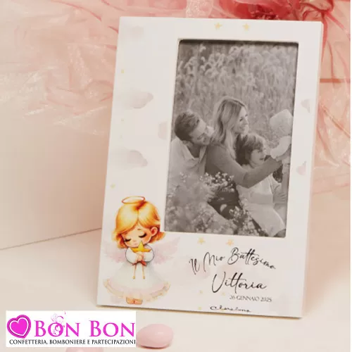 Bomboniere Battesimo Claraluna 2025 Portafoto con Angioletto per Femminuccia Claraluna - 1