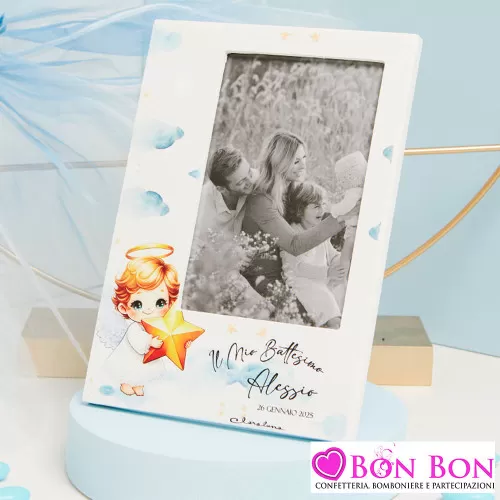 Bomboniere Battesimo Claraluna 2025 Portafoto con Angioletto per Maschietto Claraluna - 1