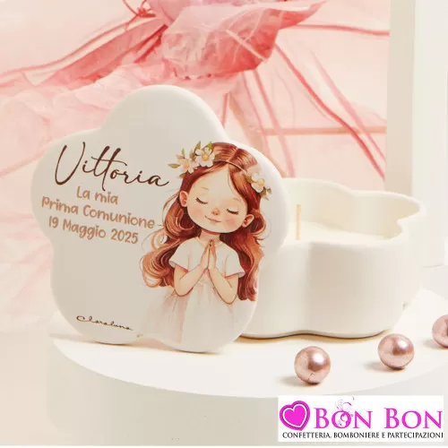 Bomboniera Prima Comunione Bimba Scatolina con Candela Profumata a Forma di Stella Claraluna - 1