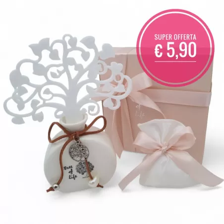 Bomboniera Matrimonio in Offerta: Profumatore in Porcellana con Albero in Feltro - 1