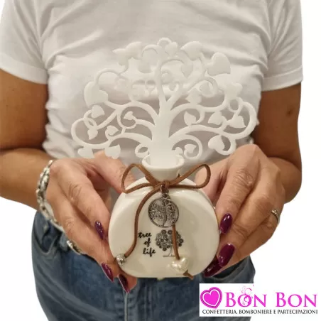 Bomboniera Matrimonio in Offerta: Profumatore in Porcellana con Albero in Feltro - 4