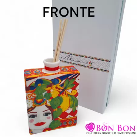 Bomboniera Matrimonio Tema Siciliano in Offerta Profumatore in Porcellana con Mori Dipinti a Mano - 2