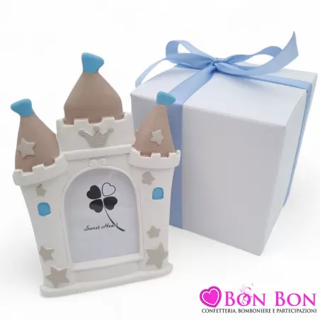 Bomboniera Nascita e Battesimo Bimbo Portafoto Castello in Resina - 2