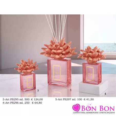 Bomboniere Matrimonio Melaverde - Diffusori in Vetro Rettangolare con Corallo Pesca Melaverde - 1