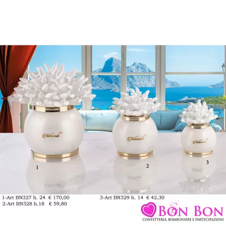 Bomboniere Matrimonio Melaverde Lampade in Vetro Tonde con Corallo Bianco Melaverde - 1