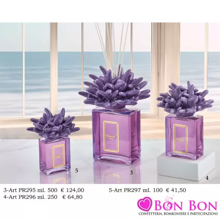 Bomboniere Matrimonio Melaverde - Diffusori in Vetro Rettangolare con Corallo Lilla Melaverde - 1