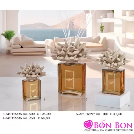 Bomboniere Matrimonio Melaverde - Diffusori in Vetro Rettangolare con Corallo Tortora Melaverde - 1