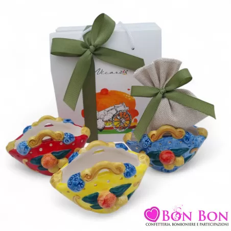 Bomboniera Matrimonio Tema Siciliano Offerta Coffe con Frutta in Ceramica - 2