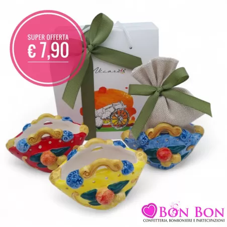Bomboniera Matrimonio Tema Siciliano Offerta Coffe con Frutta in Ceramica - 1