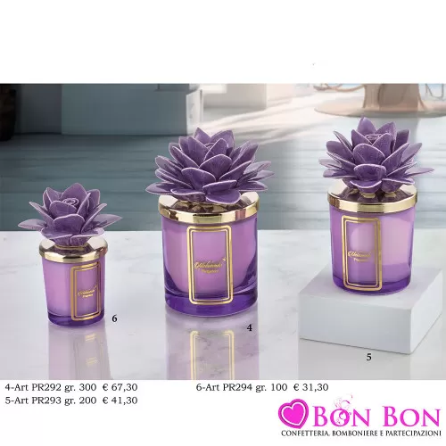 Bomboniere Matrimonio Melaverde Candele Profumate in Vetro con Dalia Lilla Melaverde - 1