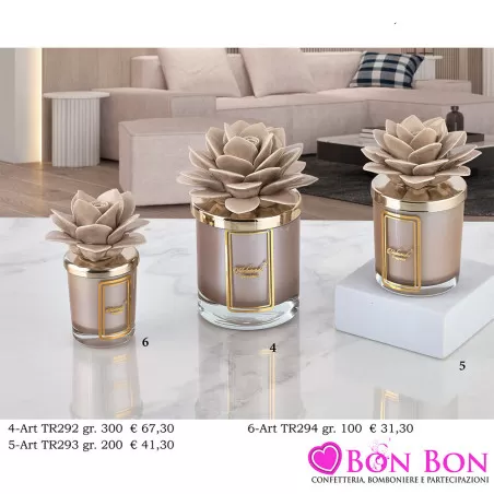 Bomboniere Matrimonio Melaverde Candele Profumate in Vetro con Dalia Tortora Melaverde - 1