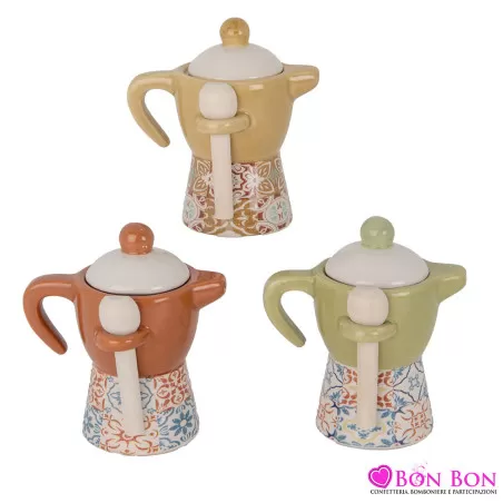 Bomboniere matrimonio utile moka zuccheriera decoro maiolica - 1