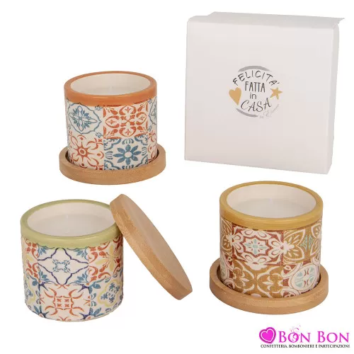 Bomboniere matrimonio candela decoro maiolica ETM - 1