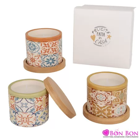 Bomboniere matrimonio candela decoro maiolica ETM - 1
