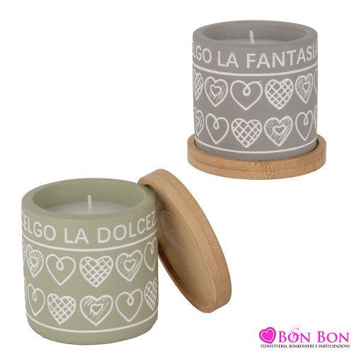 Bomboniere matrimonio candela con decoro cuori - 1