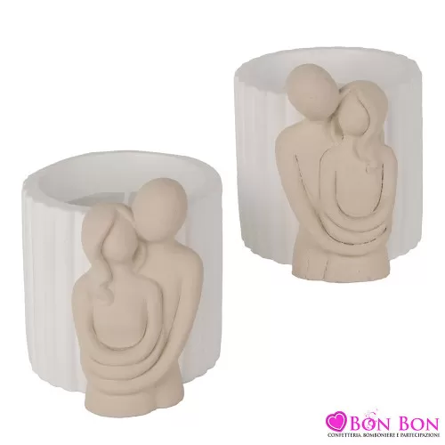 Bomboniere matrimonio candela con decoro coppia - 1