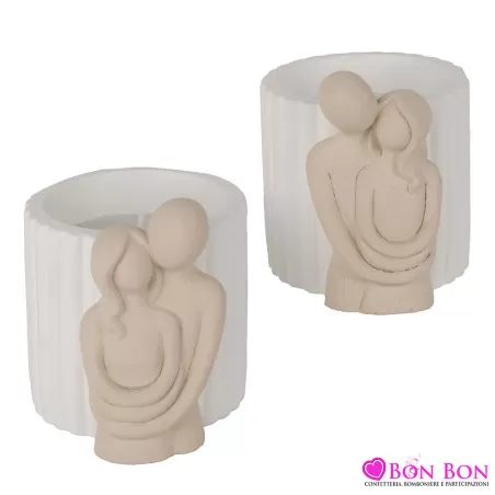 Bomboniere matrimonio candela con decoro coppia - 1