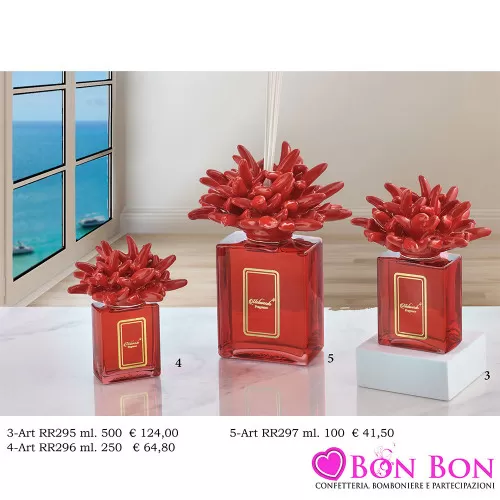 Bomboniere Matrimonio Melaverde - Diffusori in Vetro Rettangolare con Corallo Rosso Melaverde - 1